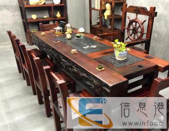 张掖老船木茶桌椅组合中式实木家具功夫泡茶台茶几阳台茶桌