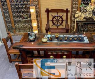 株洲老船木茶桌椅组合客厅中式茶台仿古实木客厅茶几