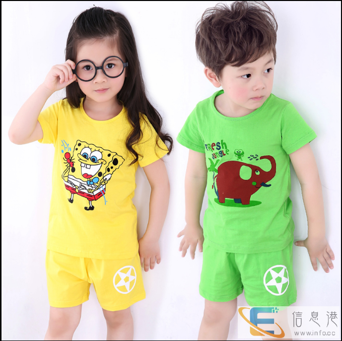 儿童短袖套装男夏季宝宝夏装婴儿衣服童装女男童短袖短裤