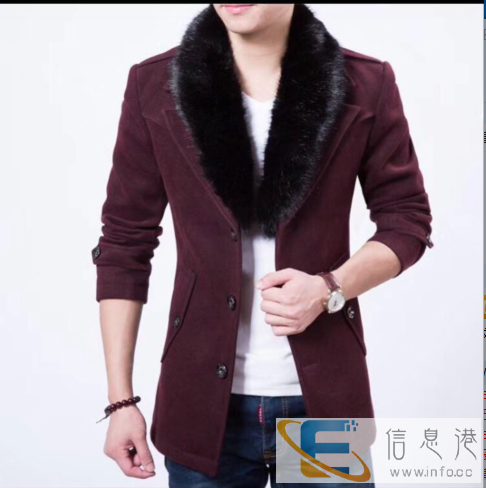 冬季毛呢大衣男中长款羊毛呢青年修身妮子男装男士呢子风衣外套厚