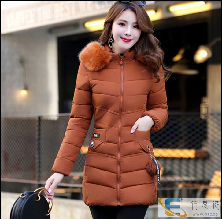 女装新款时尚修身加厚羽绒服长款过膝外套女冬