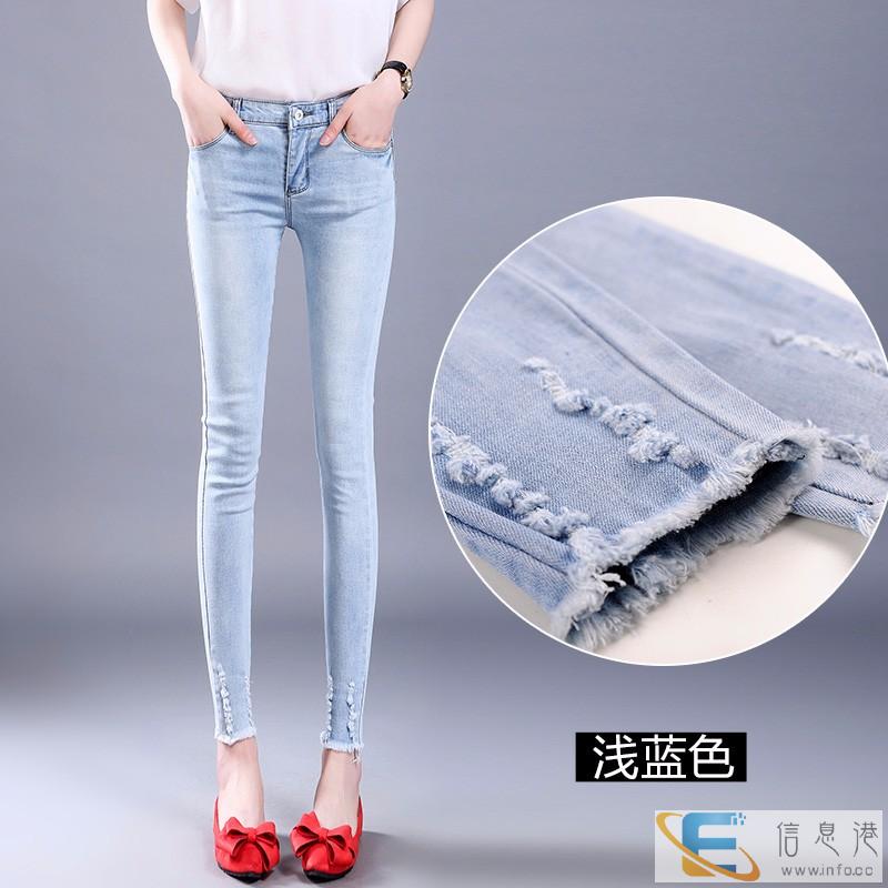 整款原单牛仔裤批发松紧腰男女装小脚裤甘肃金昌韩版尾货清仓批发