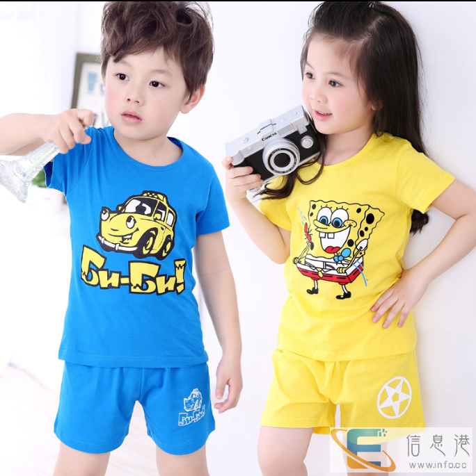 儿童短袖套装男夏季宝宝夏装婴儿衣服童装女男童短袖短裤
