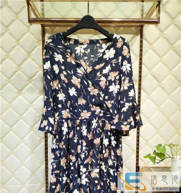 大码女装 舒丽装点 长款连衣裙库存 尾货 走份批发