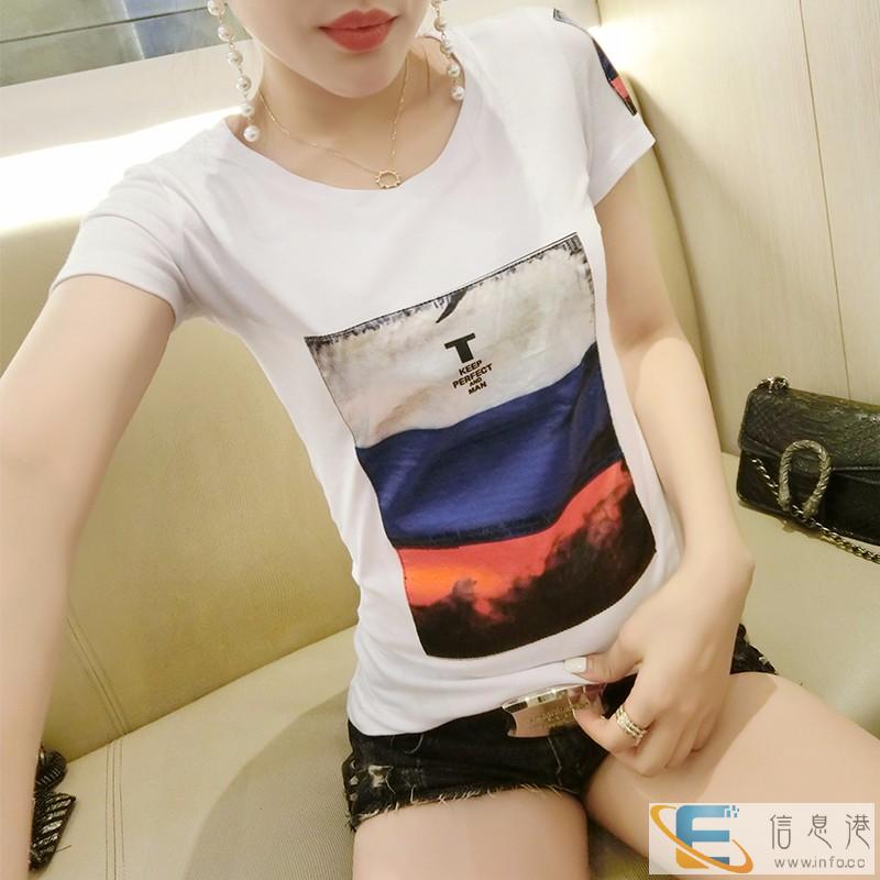 工厂直销男女装运动T恤衫 河北省定州市含棉印花小衫尾货批发