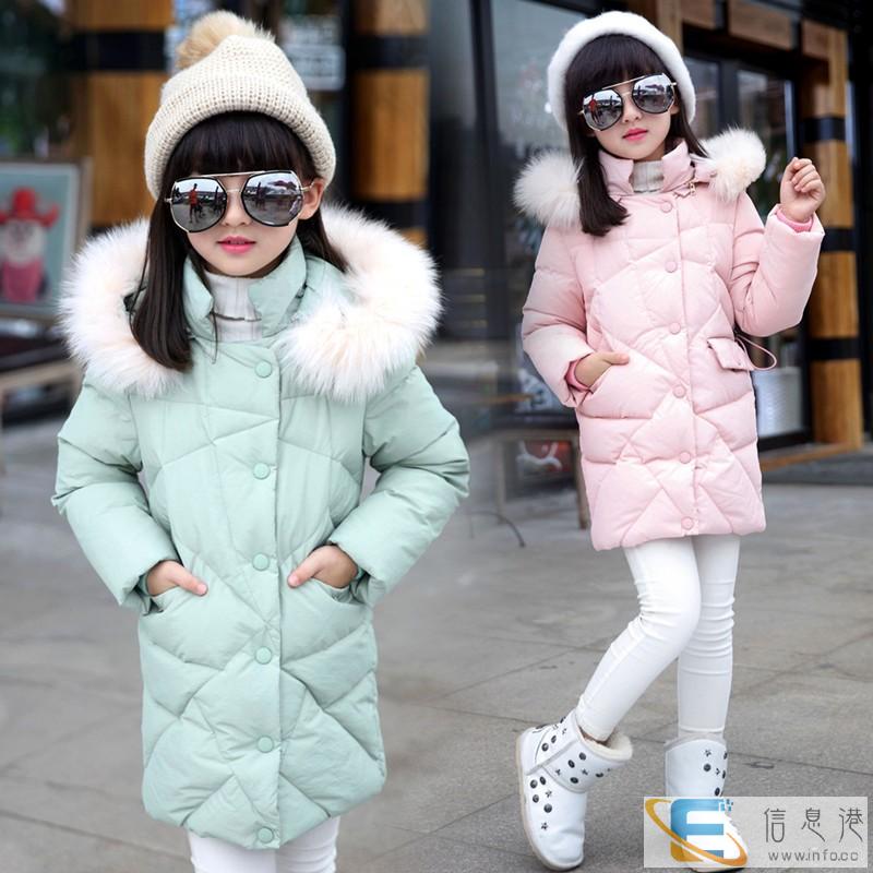 连帽儿童羽绒服轻薄中长款男童女童外套中大童白鸭绒童装