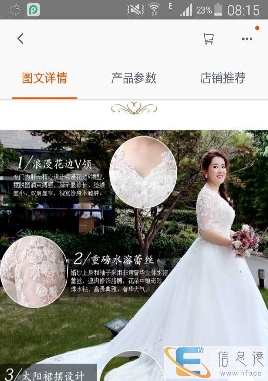 韩式新款大码婚纱胖mm显瘦V领长袖拖尾齐地胖人新娘婚纱礼服定