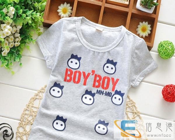 贵州遵义哪里有圆领可爱卡通童装批发一手货源童装短袖厂家直销