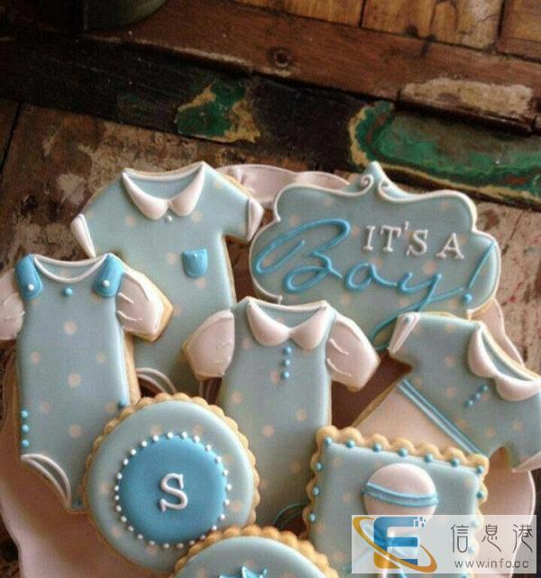 宝宝婴儿百日周岁生日翻糖蛋糕饼干烟台莱山芝罘开发区