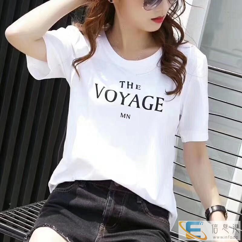 夏天必备几元T恤地摊货 印花圆领短袖可货到付款的服装批发