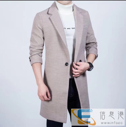 冬季毛呢大衣男中长款羊毛呢青年修身妮子男装男士呢子风衣外套厚