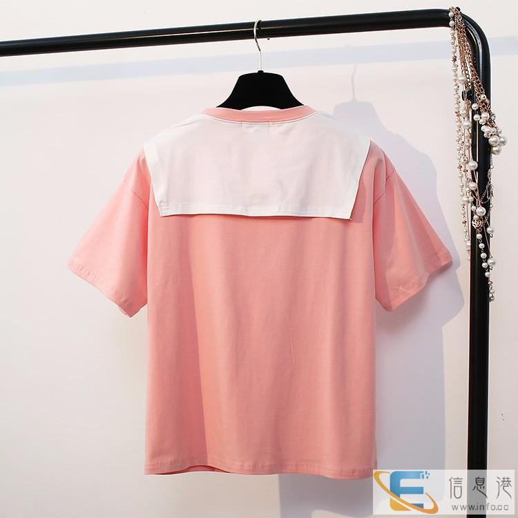 女装夏季学院风围巾款短袖T恤厂家直销可上门考察