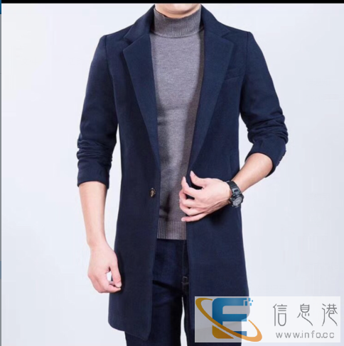 新款秋冬呢大衣男中长款英伦修身毛呢外套西装领夹克男装休闲妮子