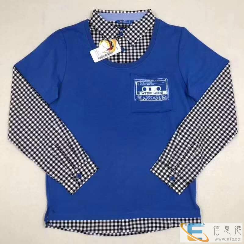 特步童装男女纯棉长T库存尾货